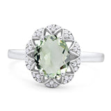Art Deco Oval Natural Stone Floral Ring
