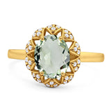 Art Deco Oval Natural Stone Floral Ring