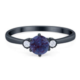 Art Deco Round Natural Stone Three Stone Ring
