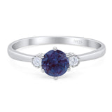 Art Deco Round Natural Stone Three Stone Ring