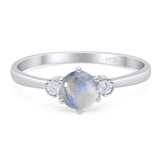 Art Deco Round Natural Stone Three Stone Ring