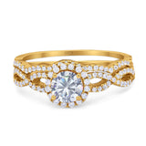 Two Piece Round Natural Stone Twisted Ring