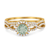 Two Piece Round Natural Stone Twisted Ring