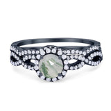 Two Piece Round Natural Stone Twisted Ring