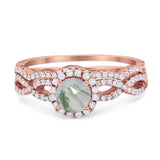 Two Piece Round Natural Stone Twisted Ring