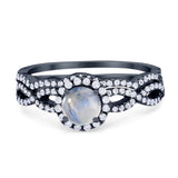 Two Piece Round Natural Stone Twisted Ring