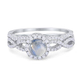 Two Piece Round Natural Stone Twisted Ring