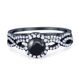 Two Piece Round Natural Stone Twisted Ring