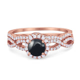 Two Piece Round Natural Stone Twisted Ring