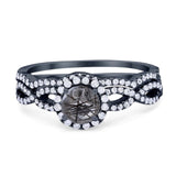 Two Piece Round Natural Stone Twisted Ring