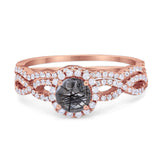 Two Piece Round Natural Stone Twisted Ring