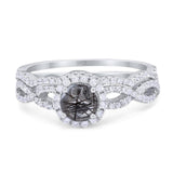Two Piece Round Natural Stone Twisted Ring