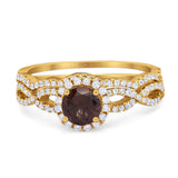 Two Piece Round Natural Stone Twisted Ring