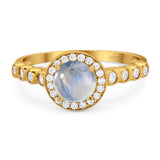 Vintage Style Round Natural Stone Sparkling Ring