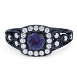 Art Deco Round Natural Stone Split Shank Ring