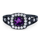 Art Deco Round Natural Stone Split Shank Ring