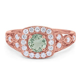 Art Deco Round Natural Stone Split Shank Ring