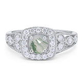 Art Deco Round Natural Stone Split Shank Ring