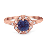 Art Deco Round Natural Stone Flower Ring