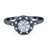 Art Deco Round Natural Stone Flower Ring