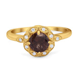 Art Deco Round Natural Stone Flower Ring