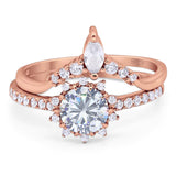 Two Piece Round Natural Stone Chevron Ring