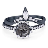 Two Piece Round Natural Stone Chevron Ring