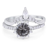 Two Piece Round Natural Stone Chevron Ring