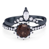 Two Piece Round Natural Stone Chevron Ring