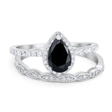Two Piece Pear Teardrop Natural Stone Ring