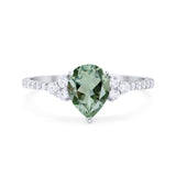 Pear Teardrop Natural Stone Wedding Ring