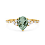 Pear Teardrop Natural Stone Wedding Ring