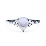 Pear Teardrop Natural Stone Wedding Ring