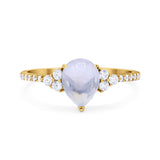 Pear Teardrop Natural Stone Wedding Ring