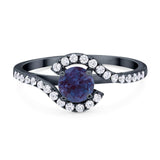 Round Natural Stone Curved Art Deco Ring