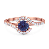 Round Natural Stone Curved Art Deco Ring