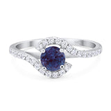 Round Natural Stone Curved Art Deco Ring