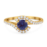Round Natural Stone Curved Art Deco Ring