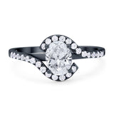 Oval Natural Stone Curved Art Deco Ring