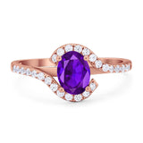 Oval Natural Stone Curved Art Deco Ring