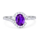Oval Natural Stone Curved Art Deco Ring