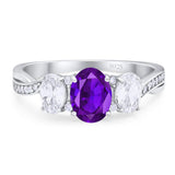 Three Stone Oval Natural Stone Trellis Ring