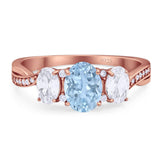 Three Stone Oval Natural Stone Trellis Ring