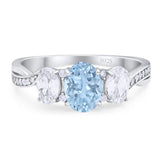 Three Stone Oval Natural Stone Trellis Ring