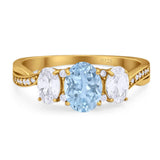 Three Stone Oval Natural Stone Trellis Ring