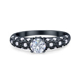 Vintage Style Round Natural Stone Solitaire Ring