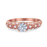 Vintage Style Round Natural Stone Solitaire Ring