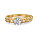Vintage Style Round Natural Stone Solitaire Ring