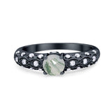 Vintage Style Round Natural Stone Solitaire Ring