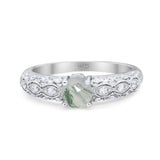 Vintage Style Round Natural Stone Solitaire Ring